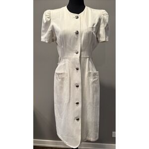 GK La Moda Goji Italya French Classic Denim Dress White Midi Bodycone‎ Pencil